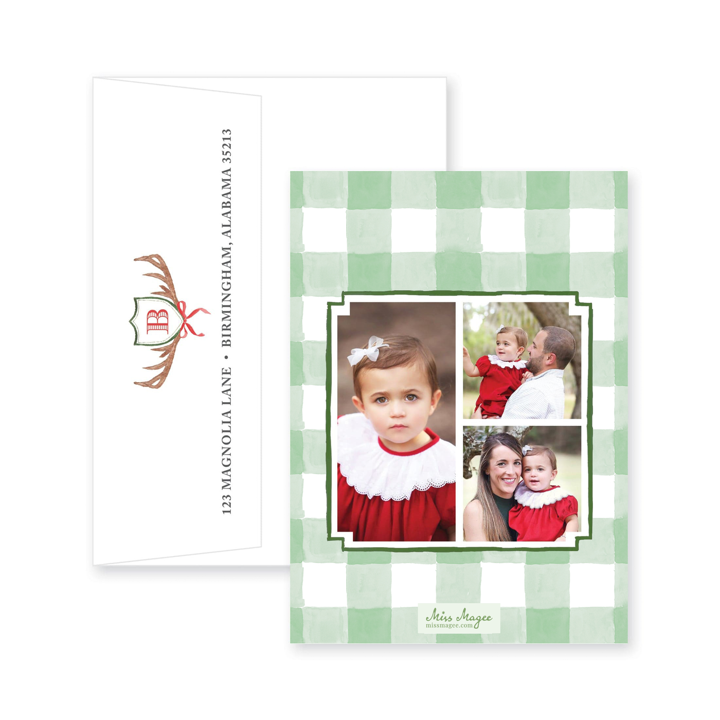 Antler Crest Vertical Christmas Card