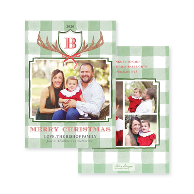 Antler Crest Vertical Christmas Card