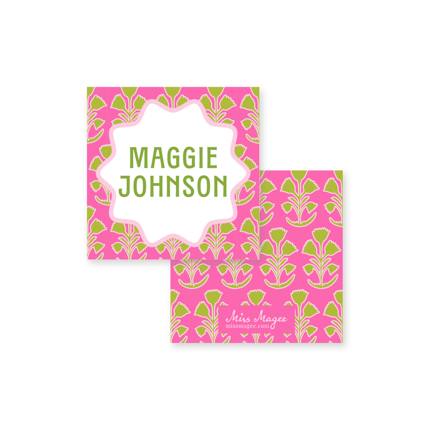 Block Print Pink Calling Card – Miss Magee