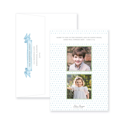 Fraser Wreath with Ribbon Christmas Card