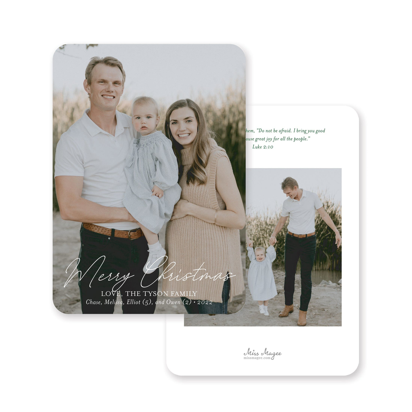 Full Photo Script Vertical Christmas Card