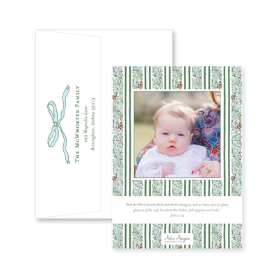 Floral Border Vertical Christmas Card