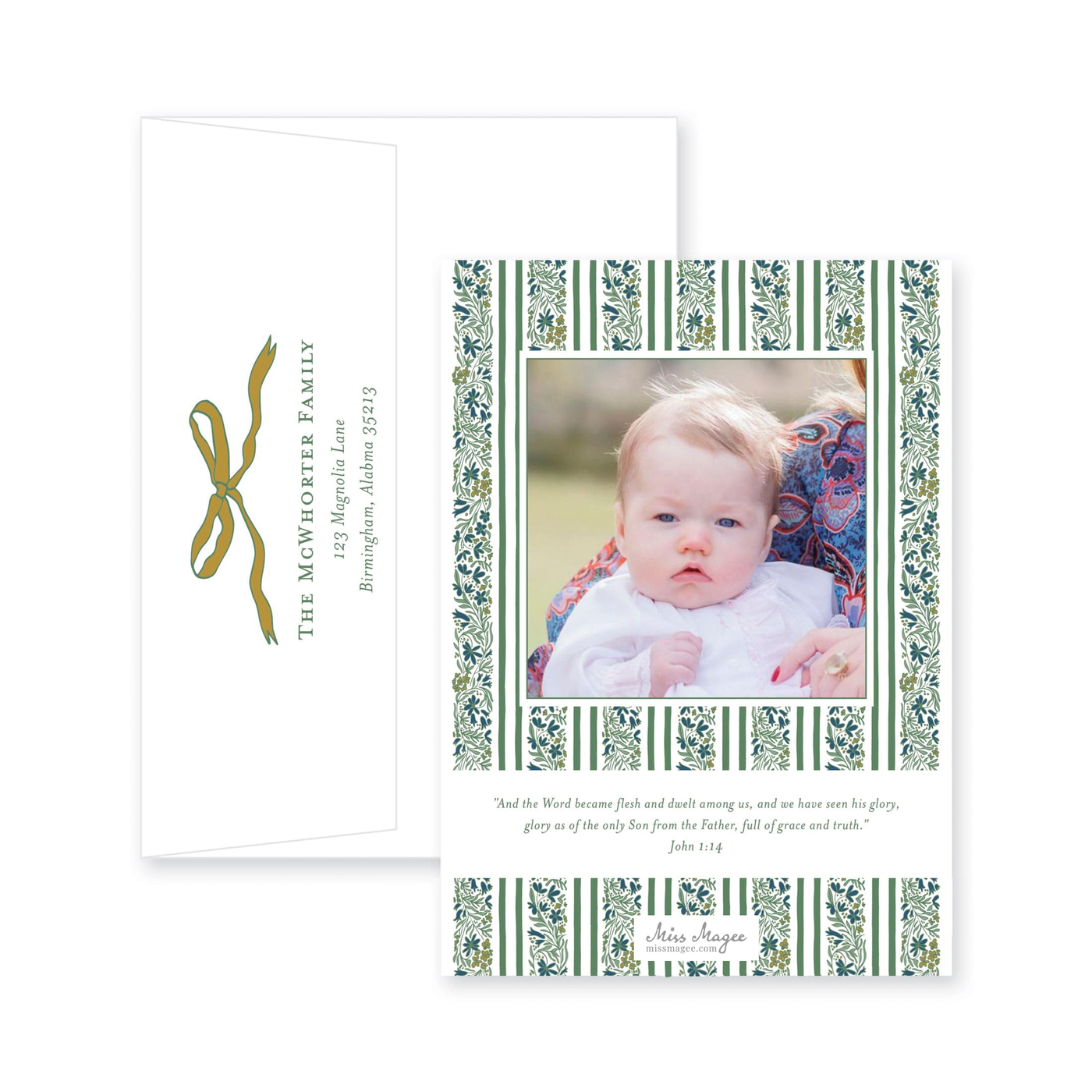 Floral Border Vertical Christmas Card