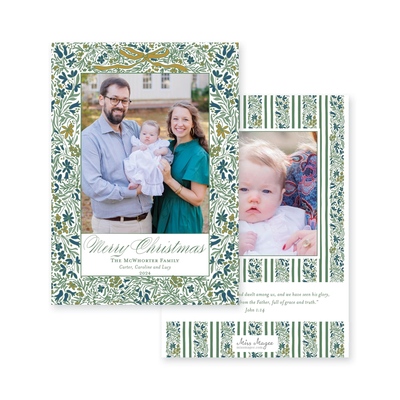 Floral Border Vertical Christmas Card
