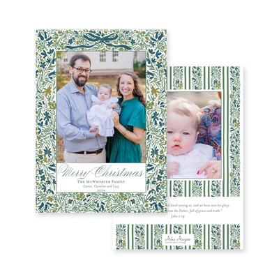 Floral Border Vertical Christmas Card