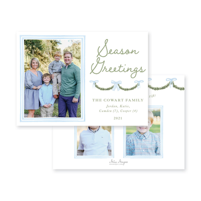 Holiday Garland and Bows Horizontal Christmas Card