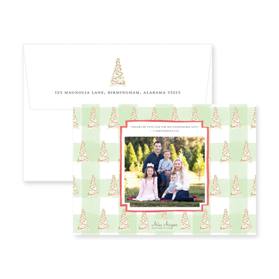 Gingham Christmas Tree Horizontal Christmas Card