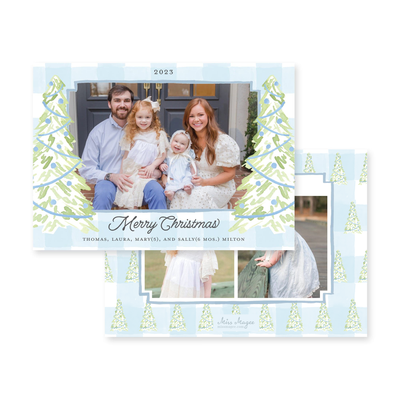 Gingham Christmas Tree Horizontal Christmas Card