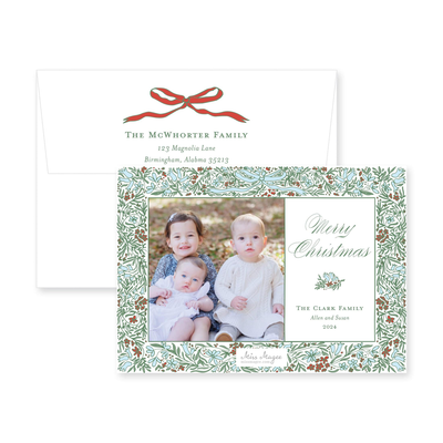 Floral Border Full Horizontal Christmas Card