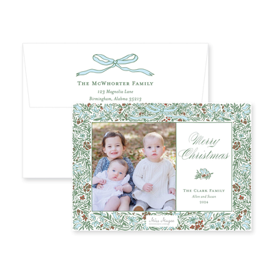 Floral Border Full Horizontal Christmas Card