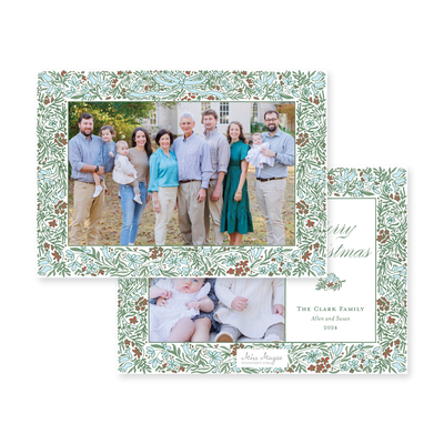 Floral Border Full Horizontal Christmas Card