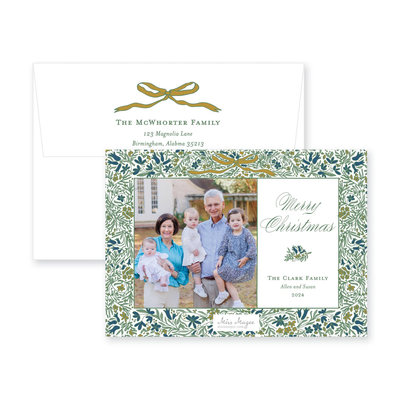 Floral Border Full Horizontal Christmas Card