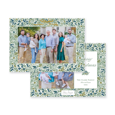 Floral Border Full Horizontal Christmas Card