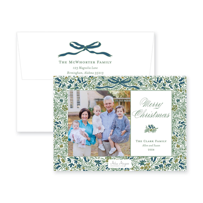 Floral Border Full Horizontal Christmas Card