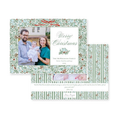 Floral Border Horizontal Christmas Card