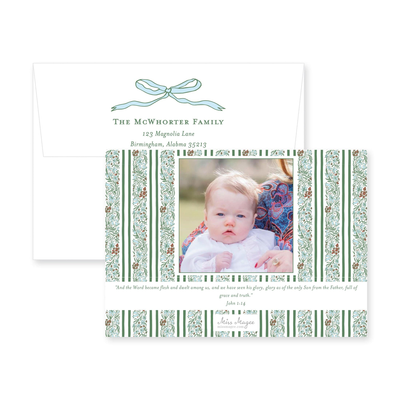 Floral Border Horizontal Christmas Card