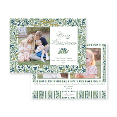 Floral Border Horizontal Christmas Card