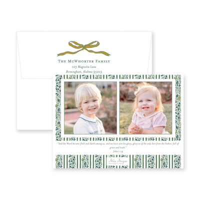 Floral Border Horizontal Christmas Card