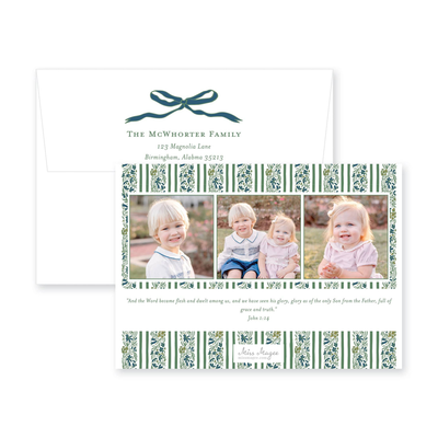 Floral Border Horizontal Christmas Card