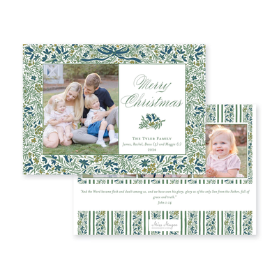 Floral Border Horizontal Christmas Card