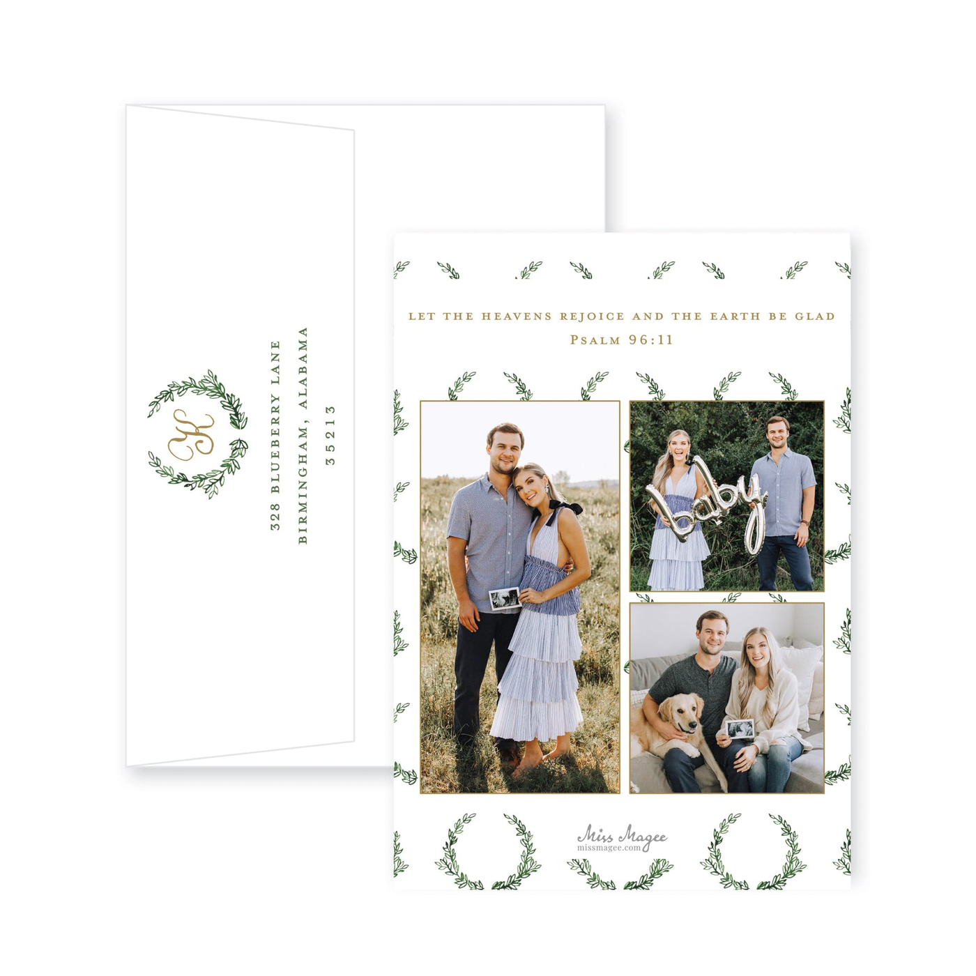 Frasier Fir Wreath Vertical Christmas Card