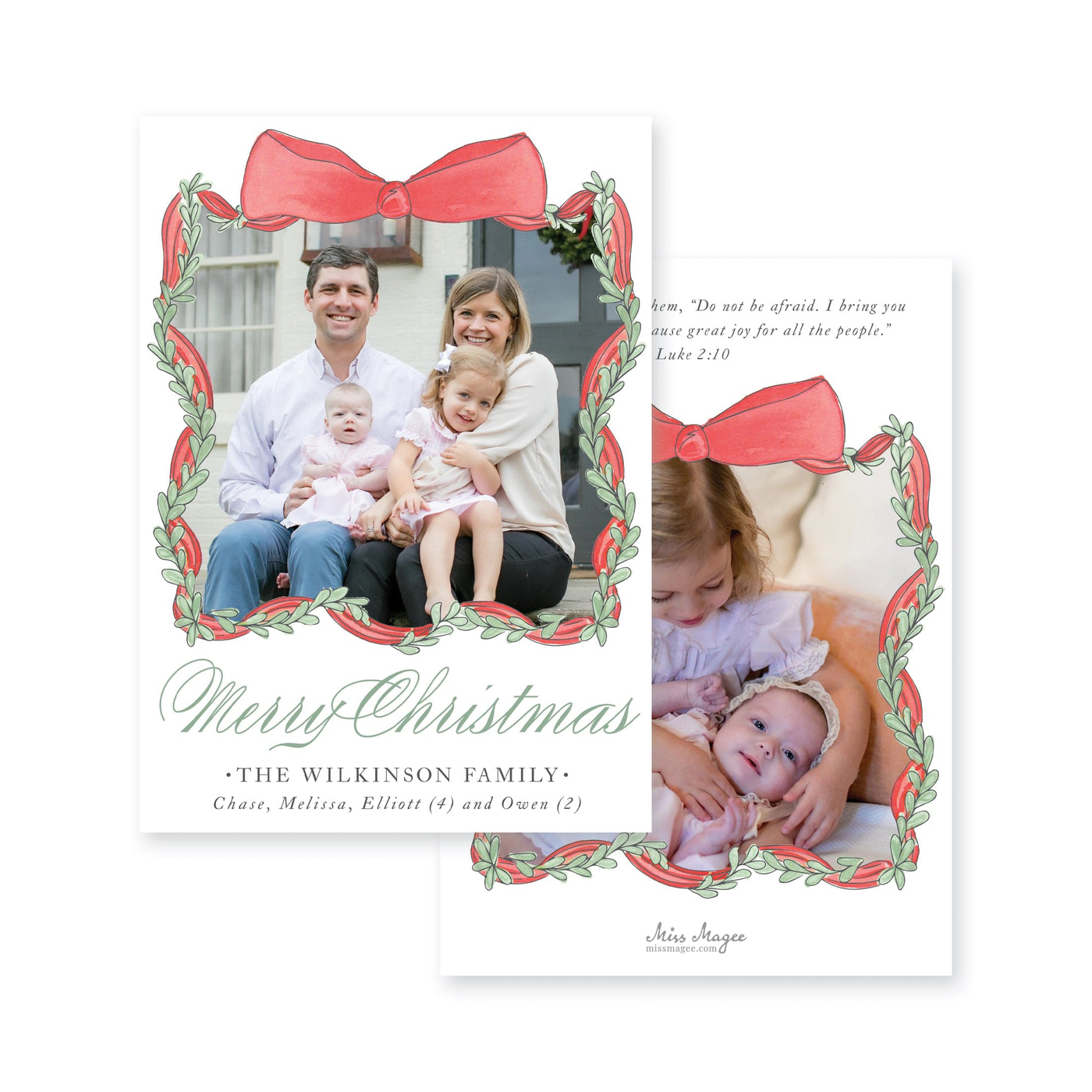 Ribbon Wreath Christmas Card