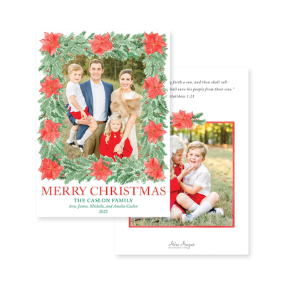Poinsettia Frame Vertical Christmas Card