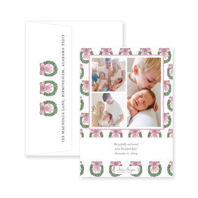 Hanging Wreaths Vertical Christmas Card