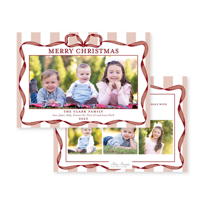 Classic Ribbon Stripes Horizontal Christmas Card
