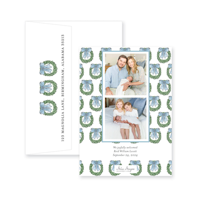 Hanging Wreaths Vertical Christmas Card