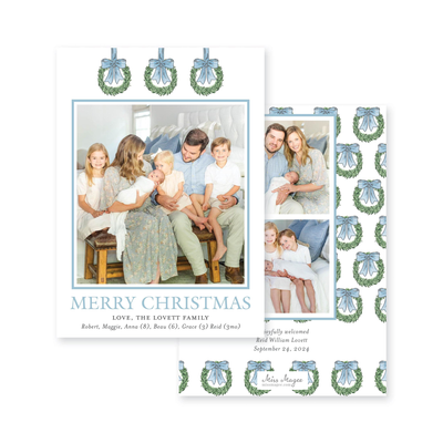 Hanging Wreaths Vertical Christmas Card