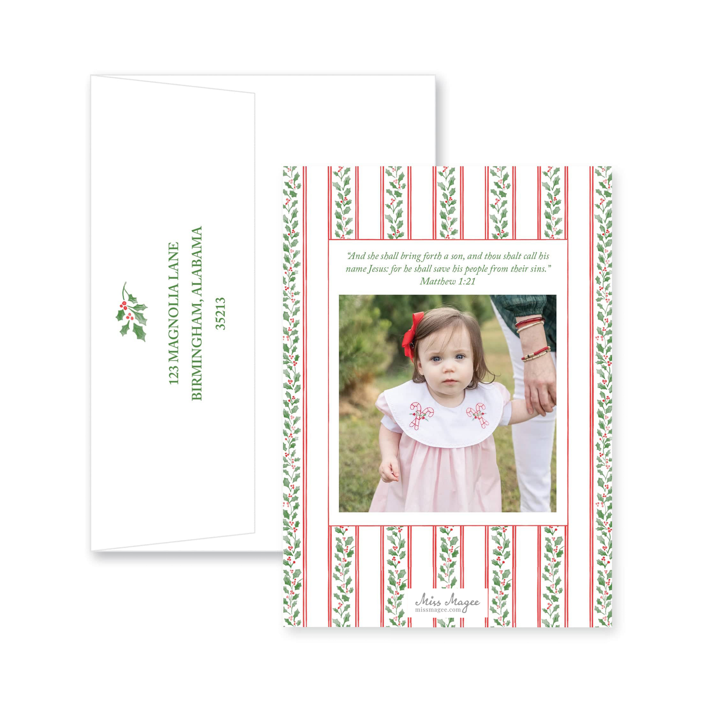 Holly Vine Vertical Christmas Card