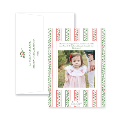 Holly Vine Vertical Christmas Card