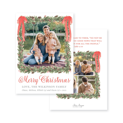Pinecone Wreath Vertical Christmas Card