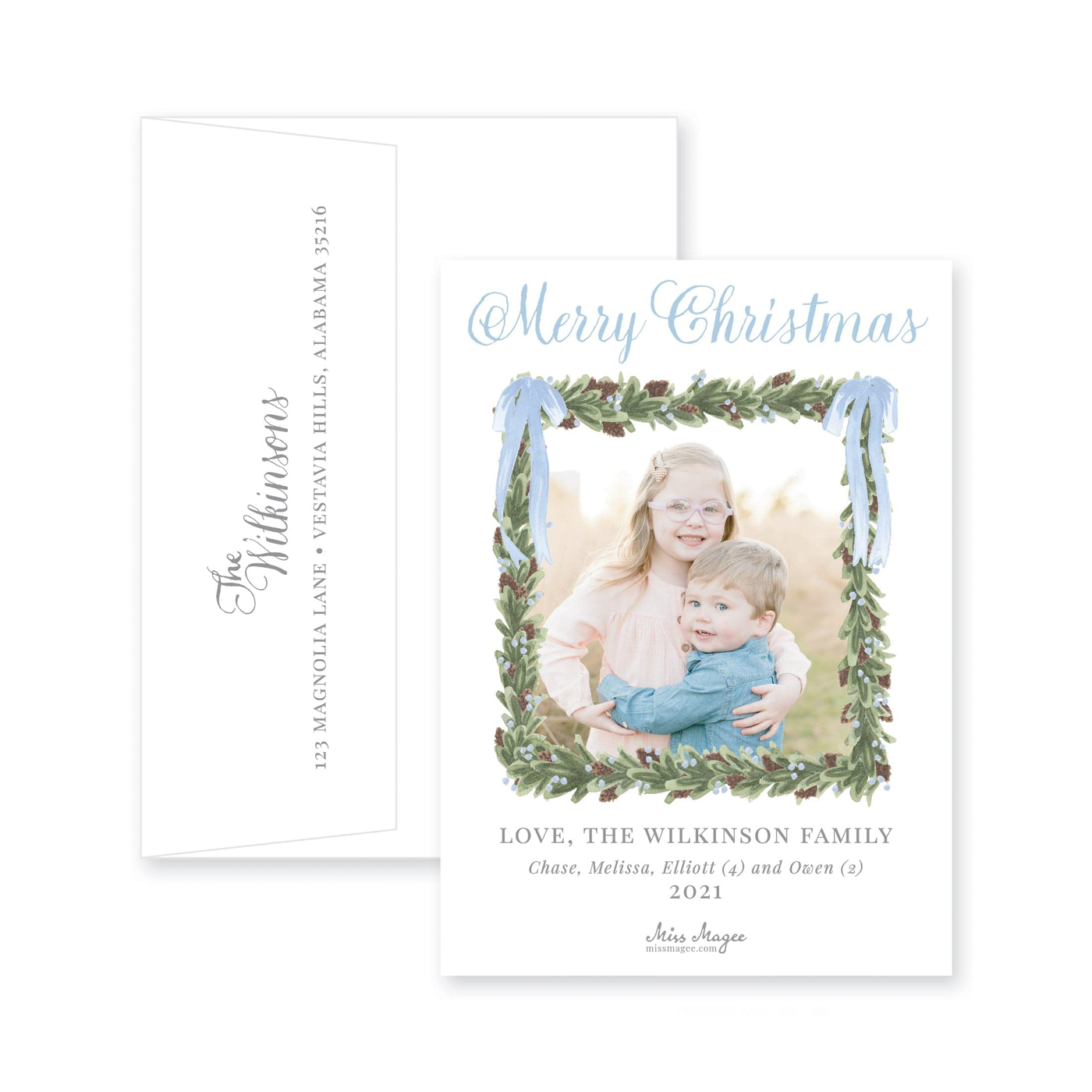 Pinecone Wreath Full Photo Vertical Christmas Card