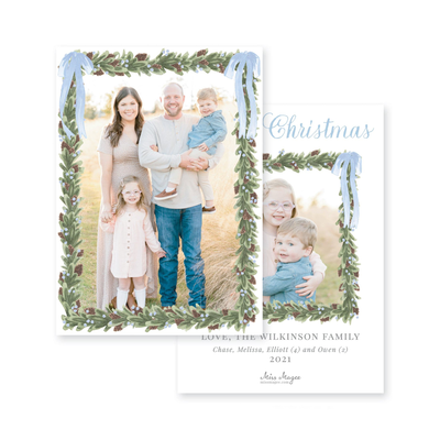Pinecone Wreath Full Photo Vertical Christmas Card