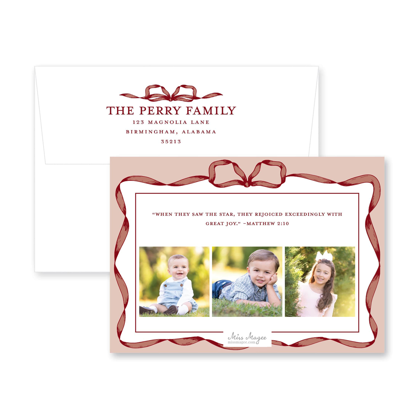 Classic Ribbon Horizontal Christmas Card