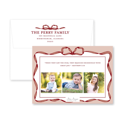 Classic Ribbon Horizontal Christmas Card