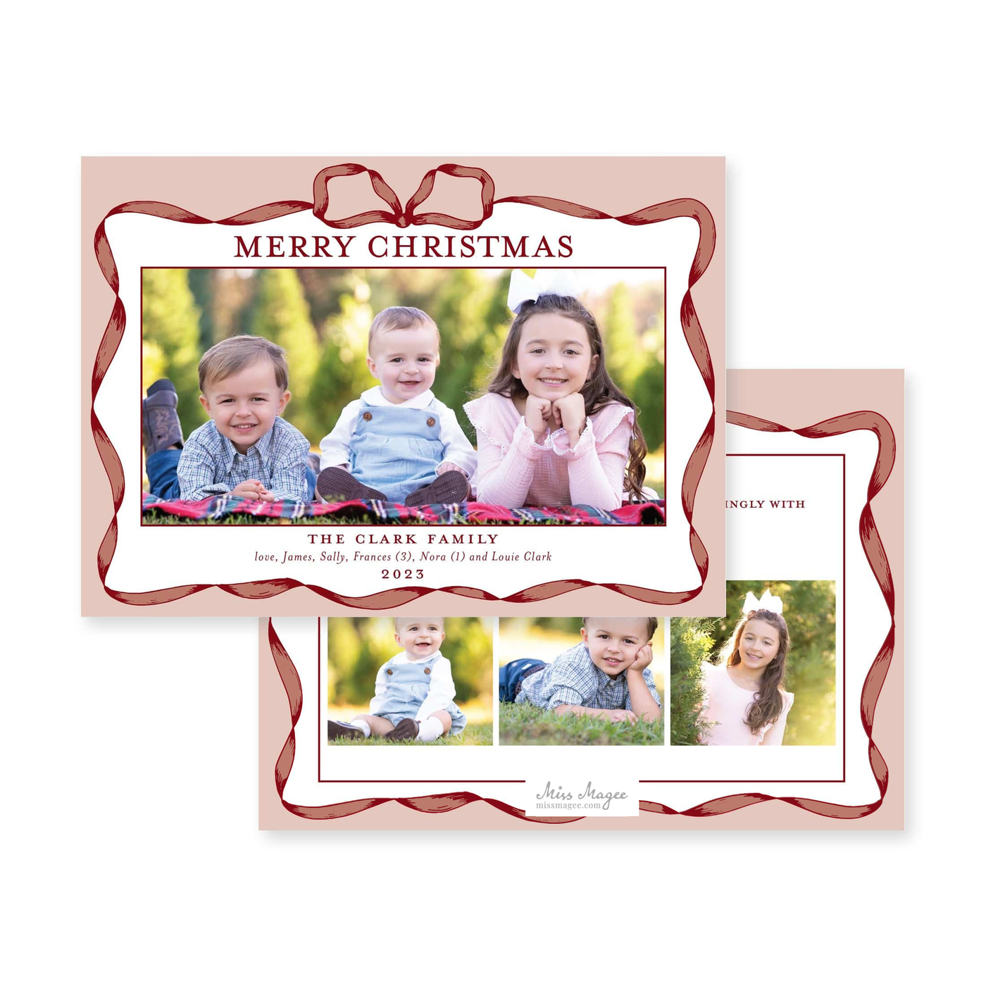 Classic Ribbon Horizontal Christmas Card