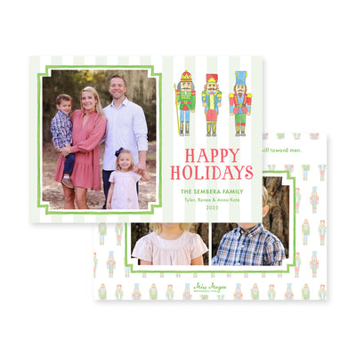 Watercolor Nutcrackers Horizontal Christmas Card