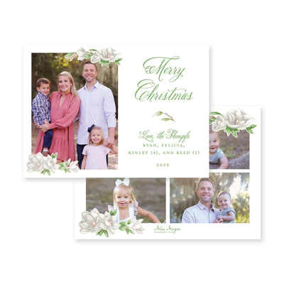 Magnolia Watercolor Horizontal Christmas Card