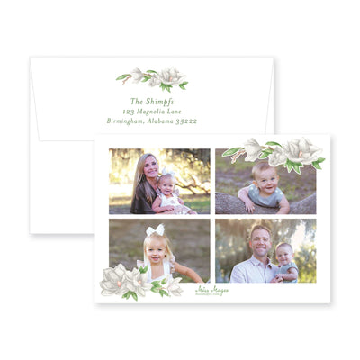 Magnolia Watercolor Horizontal Christmas Card