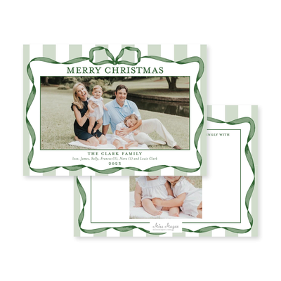 Classic Ribbon Stripes Horizontal Christmas Card