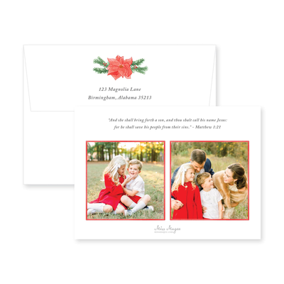 Poinsettia Frame Horizontal Christmas Card