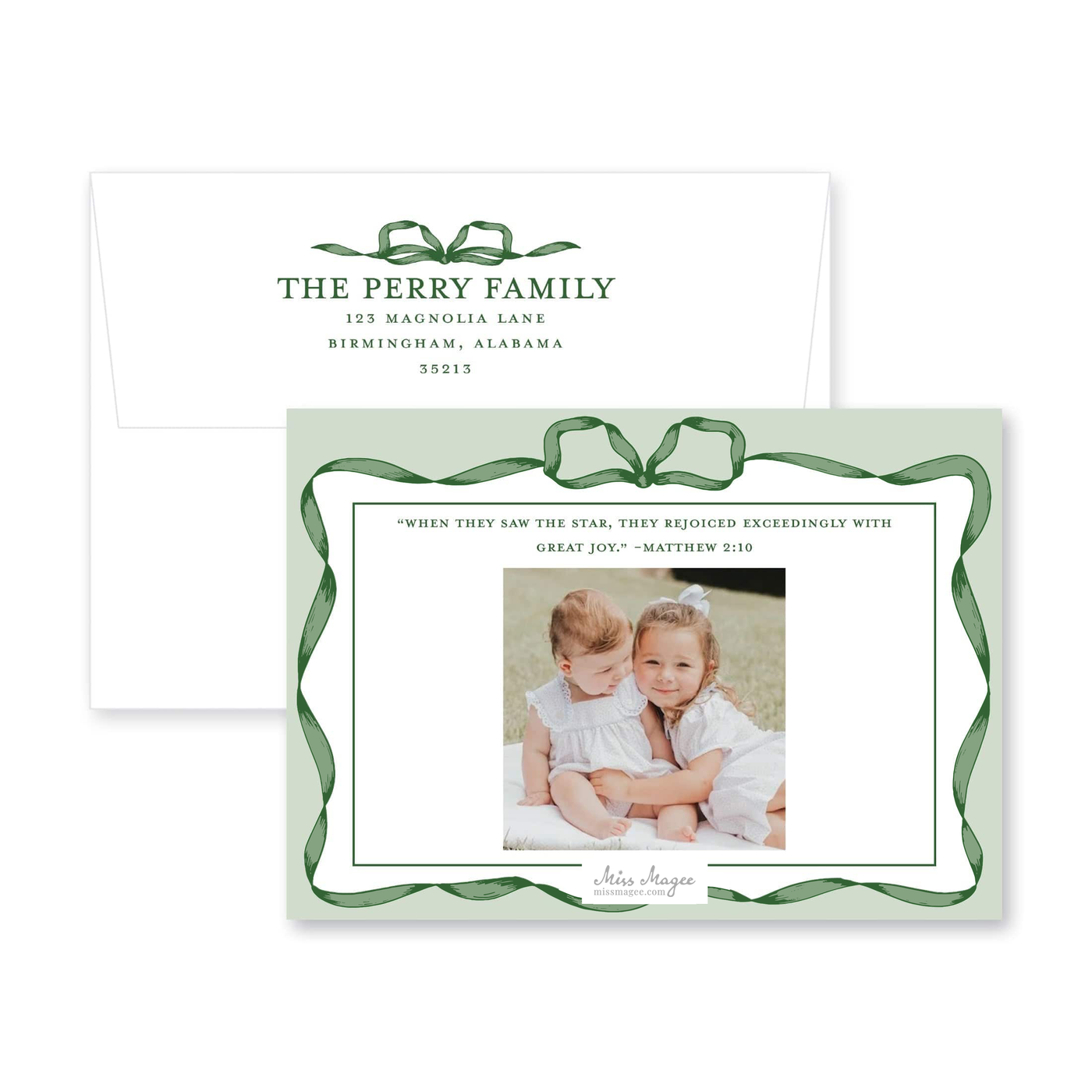 Classic Ribbon Horizontal Christmas Card