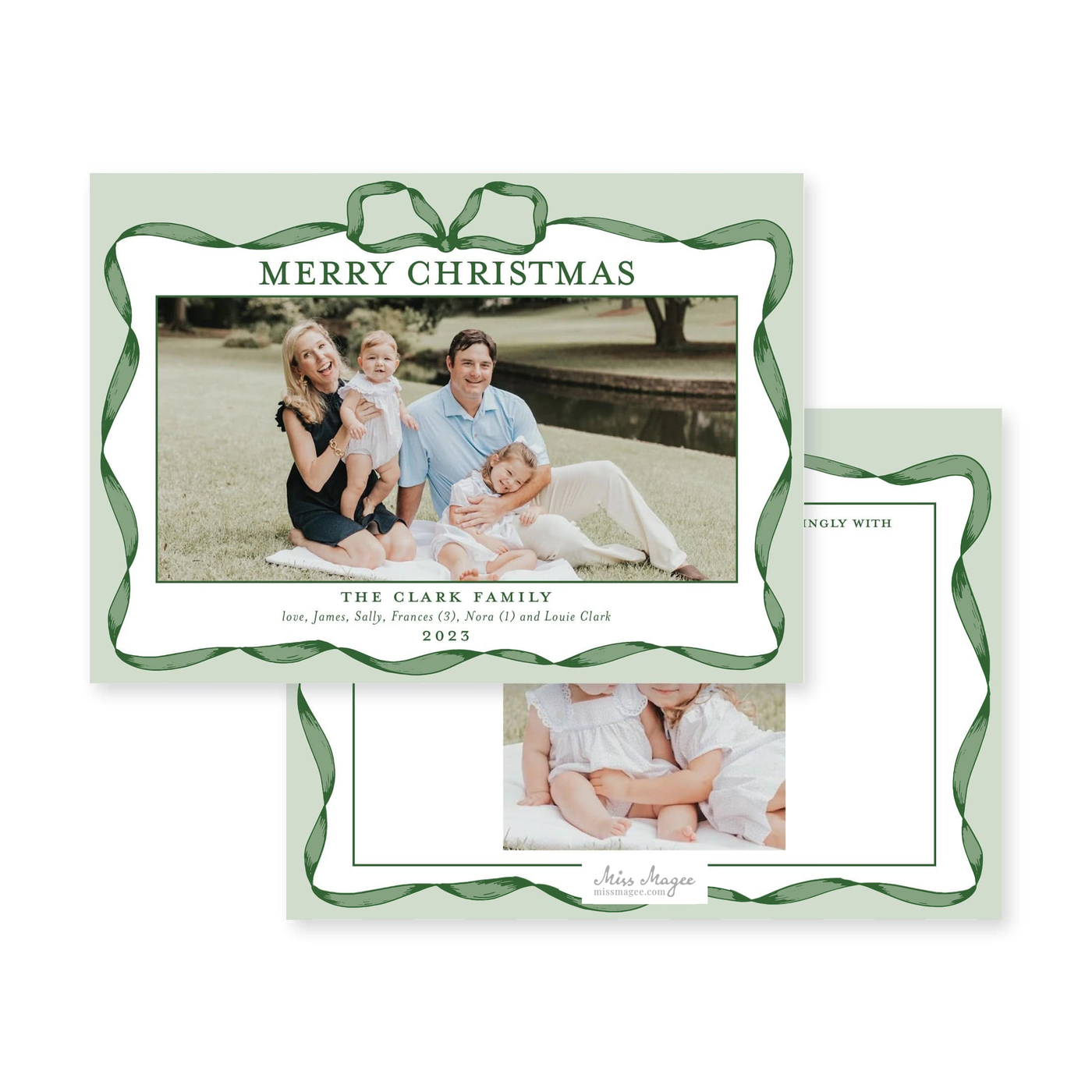 Classic Ribbon Horizontal Christmas Card