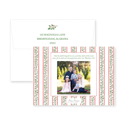Holly Vine Horizontal Christmas Card