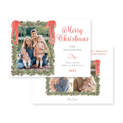 Pinecone Wreath Horizontal Christmas Card