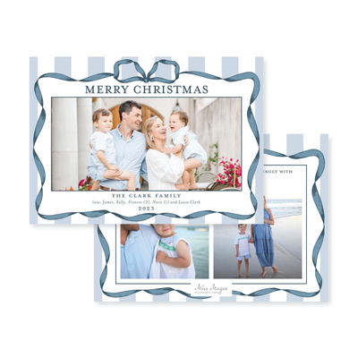 Classic Ribbon Stripes Horizontal Christmas Card