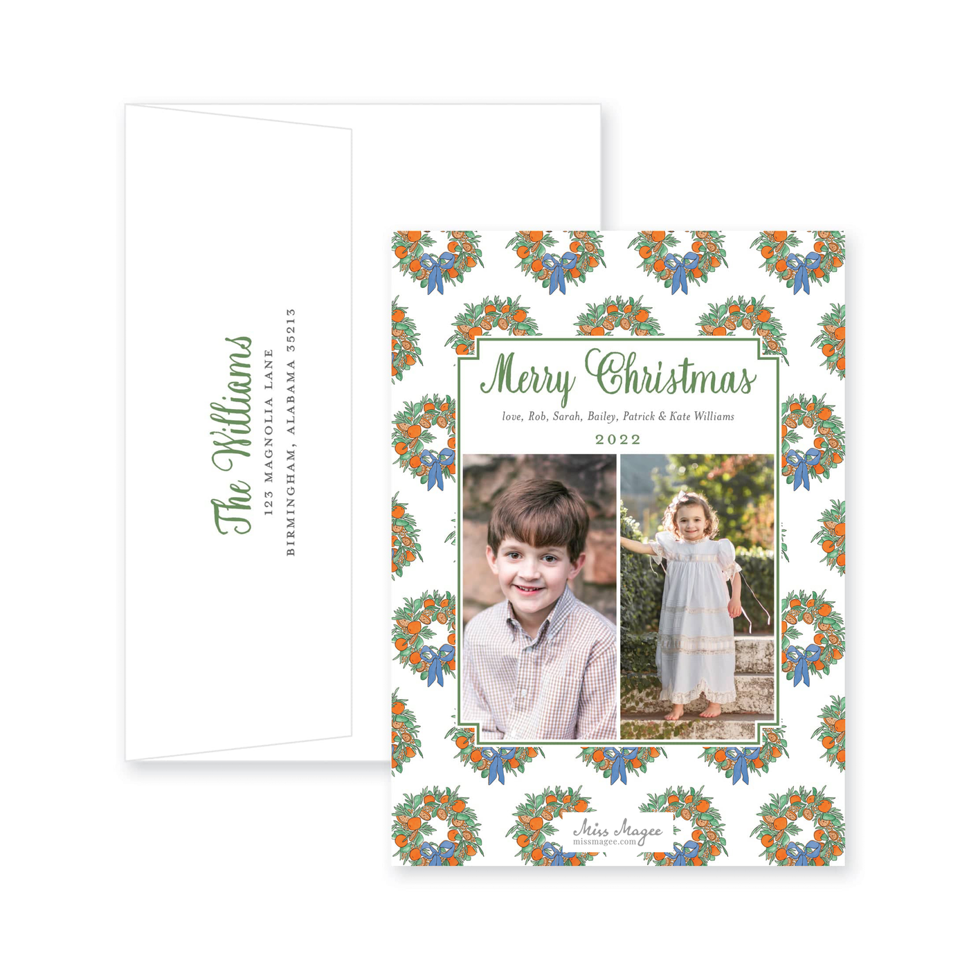 Citrus Border Vertical Christmas Card